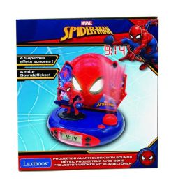 Lexibook Radio reloj despertador Spiderman con proyección de hora e imágenes, 4 efectos de sonido y Radio FM para niños +3 años