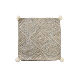DKD Home Decor Funda de Cojín Cuadrada Decorativa para Sofá o Cama, Color Gris, Material Polyester, Medidas 50x50 cm, Apta Solo para Limpieza en Seco