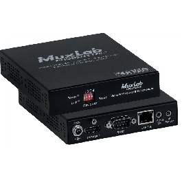 MUXLAB Receptor HDMI 4K sobre IP con PoE, Pared de Pantalla, Salidas IR/RS232/Audio y Alcance de 100m