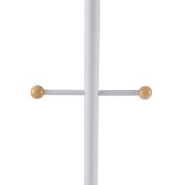 Perchero Blanco Con Puntas De Madera Versa 30X180CM Perchero Blanco Con Puntas De Madera Versa 30X180CM