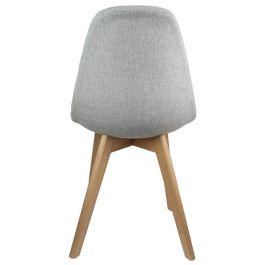Home Deco Factory Silla HELSINKI Diseño Escandinavo Patas Madera Asiento Tela Gris 47x53x87,2 cm