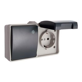 Conmutador + base fija estanca t/tl 16 a 250 v ip44 (retractilado)