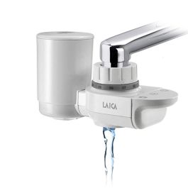 Laica Filtro para grifo Venezia R60A Hidrosmart, Blanco, Mantiene Minerales, Reduce Microplásticos y Cloro, App Wellness