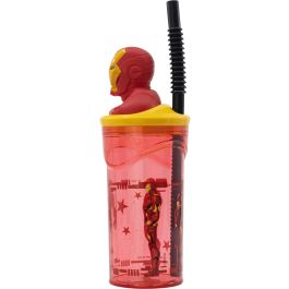 Vaso con Pajita The Avengers Iron Man Rojo 3D