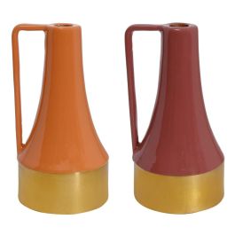 Portavela Moderno DKD Home Decor Naranja Terracota 11 x 20 x 11 cm (2 Unidades) Precio: 16.50000044. SKU: B1K67NLNHR