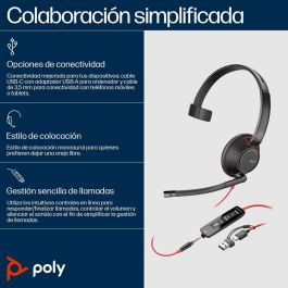 Poly Blackwire 5210 Auricular Monoauricular Cableado USB-C/Jack 3.5mm para Mac/Windows/Chromebook, Certificado Teams/UC