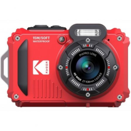 Kodak WPZ2RD6 Cámara Digital Compacta 16MP Zoom Óptico 4x Resistente al Agua Color Rojo con 2 Baterías y Tarjeta MicroSD 16GB