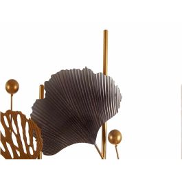 Giftdecor Mural Horizontal Abstracto con Flores Metal Azul Cobre Oro 63x121x9.5cm