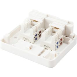 EQUIP 125124 Caja de superficie para 2 Keystone Jack con tapa, color blanco, compatible con Cat.5e, Cat.6, Cat.6A