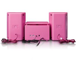 Lenco MC-013 Radio FM Digital con Reproductor CD, MP3 y Entrada Auxiliar Rosa para Mesa
