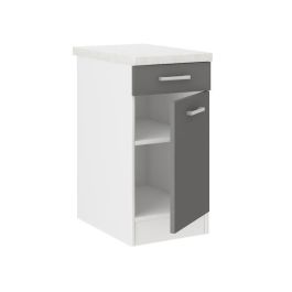 ULTRA Mueble Bajo de Cocina Gris con Encimera, 1 Cajón, 1 Puerta Batiente y 1 Estante - L 40xP 47xH 82 cm