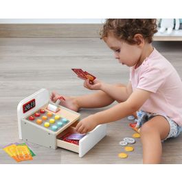 Juguete Caja Registradora de Madera para Niños +3 Años, Juego de Supermercado Educativo, Simulación de Compras y Conteo de Dinero