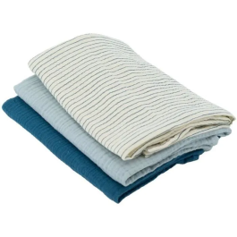 Domiva Set de 3 Arrullos de Bambú DOM3700948338612 - 1 Estampado + 2 Liso - Azul Índigo - 60x60 cm Precio: 26.49999946. SKU: B1H3EZ3RZY