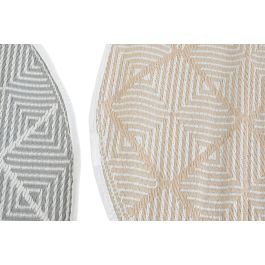 DKD Home Decor 6 Unidades Alfombra Poliéster Azul Beige Blanco 150 x 150 x 1 cm