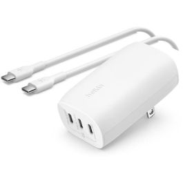 Belkin BOOST CHARGE 67W, Cargador de Pared con 3 Puertos USB-C y Cable USB-C, Carga Rápida y Segura para Portátil/Smartphone