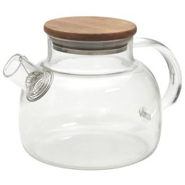 Home Deco Factory Tetera de Vidrio Borosilicato y Acacia 900 ml con Filtro para Té de la colección Cocooning