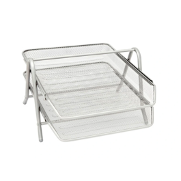 Q-connect Bandeja Sobremesa Metálica Rejilla GXA100 Plata 2 Bandejas Movibles 300x185x350 mm