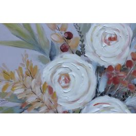 DKD Home Decor Cuadro Shabby Multicolor Lienzo MDF Flores 80 x 80 x 2.8 cm (2 Unidades)