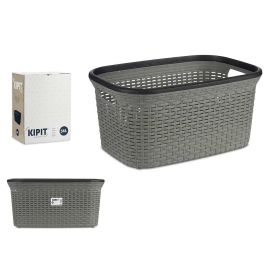 Cesta Plastico Rattan Ropa 36L Gris Kipit 36X25CM (12 Unidades) Precio: 91.89000029. SKU: B1A2E44483