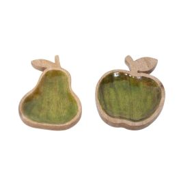 DKD Home Decor Bandeja Vaciabolsillos Tropical Mango Verde Natural 17x20x2.5 cm (Pack 4 Unidades) Precio: 39.49999988. SKU: B126CW5YFB