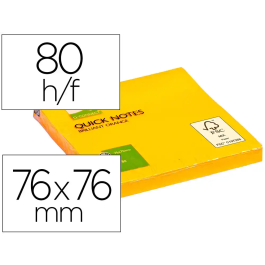 Q-connect Bloc de notas adhesivas quita y pon, naranja neón, 76x76 mm, 80 hojas Precio: 4.88999962. SKU: B13XEY4DWW