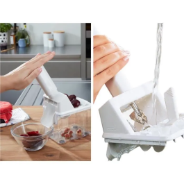 Leifheit 37300 Deshuesador de Ciruelas Automático, Fácil y Rápido, Hasta 15 kg, Blanco