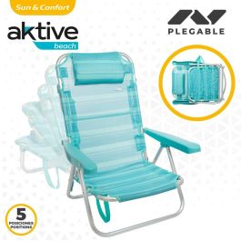 Silla de Playa Aktive Plegable Turquesa 48 x 84 x 46 cm (2 Unidades) Silla de Playa Aktive Plegable Turquesa 48 x 84 x 46 cm (2 Unidades)