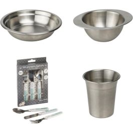 Thermobaby AAANW36169 - Pack de Comida Bebé de Acero Inoxidable - Taza, Cuenco, Plato Hondo y Cubiertos