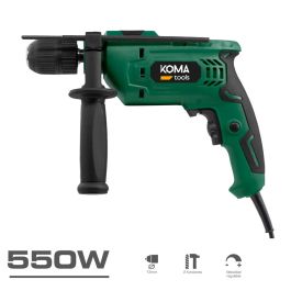 Koma Tools TP-550 Taladro Percutor 550W Velocidad Regulable Perforación y Martillo Portabrocas sin Llave Ø13mm Antideslizante