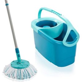 Leifheit 52101 Set Clean Twist Disc Mop Ergo | Fregona Micro Duo con Cubo, Sistema de Escurrido Giratorio y Mango Telescópico