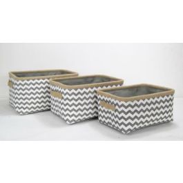 DKD Home Decor Cesta Boho Gris Blanco Poliester Yute Zig Zag Set de 3 Piezas 36 x 31 x 20 cm Precio: 17.5000001. SKU: S3018576