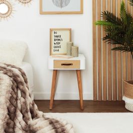 Home Deco Factory Mesita De Noche Blanca Estilo Escandinavo 35x35 cm h.48 cm