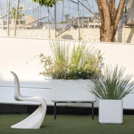 Deroma 9HN1QSZ Maceta Cubo Cosmo Perla con reserva de agua y ruedas, 38 cm