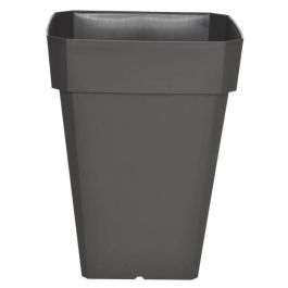 Maceta cuadrada de plástico RIVIERA Solilla - 39 x 39 x H 53 cm - 49 L - Gris brillante Maceta cuadrada de plástico RIVIERA Solilla - 39 x 39 x H 53 cm - 49 L - Gris brillante