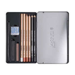 Lyra Lápices Rembrandt Monocromo con Accesorios para Esbozos en Caja Metálica de 11 Unidades