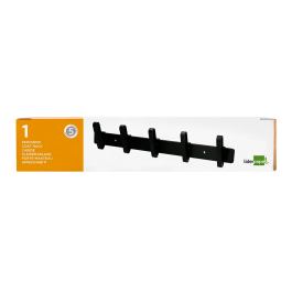 Liderpapel Perchero de Pared Metálico Negro 5 Colgadores 430x88x55 mm