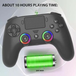 Subsonic SUB1727209495102 Mando Inalámbrico para PS4 con LED, Vibración y Conector Auriculares, Color Negro