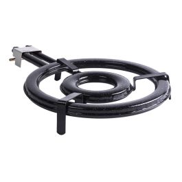 Vaello Quemador a Gas Modelo Plano Ø45cm, Acero Esmaltado Negro, para Butano, Propano y Gas Natural, Uso en Exterior