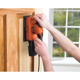 BLACK & DECKER KA320EKA Lijadora orbital 240W, Velocidad Variable 7000-15000 rpm, Órbita 2mm, Gancho y Bucle, 5 Hojas Abrasivas