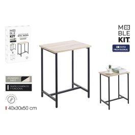 Inde Mesita Auxiliar Madera y Metal Black Moblekit, 40 x 30 x 50 cm (4 Unidades)