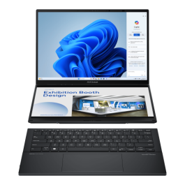 ASUS Zenbook Duo OLED UX8406MA-QL396W - Portátil 14" WUXGA, Intel Core Ultra 9 185H, 32GB RAM, 1TB SSD, Arc Graphics, Windows 11 Home, Gris Tintero - Teclado QWERTY español