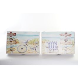 DKD Home Decor Tapa Contador Mediterráneo Playa MDF Multicolor 46.5 x 6 x 31.5 cm (2 Unidades)