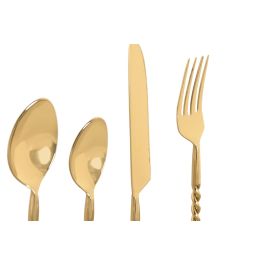 DKD Home Decor Cubertería Glam de 16 Piezas Acero Inoxidable Dorado Apto Lavavajillas Diseño Espiral