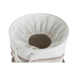 DKD Home Decor Cesta Boho Beige Mostaza Algodón Poliéster Flecos Set de 3 Piezas 43 x 45 x 43 cm