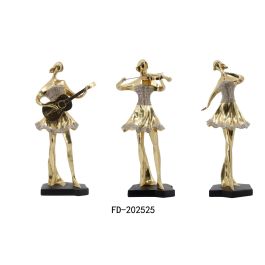 DKD Home Decor Figura Decorativa Bailarina Músico Romántico de Resina Dorado y Negro 12 x 41.5 x 20 cm Set de 3 Unidades Precio: 100.49999971. SKU: S3039514