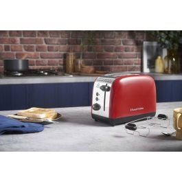 Russell Hobbs 26554-56 Tostador Colours Plus Rojo con Tueste Rápido, Función Levantar y Ver y Calientapanecillos