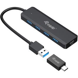 EQUIP HUB USB LIFE A 4 PUERTOS USB 3.2 INCLUYE ADAPTADOR USB-C