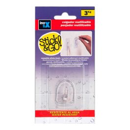 Inofix Colgador adherente reutilizable transparente 60x47mm con micro ventosas Stick & go 1290-0-000