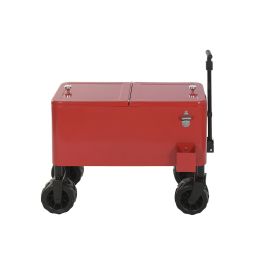 DKD Home Decor Nevera Rojo Negro 88 x 39 x 120 cm Metal PP Ruedas Desmontable