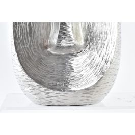 DKD Home Decor Jarrón Decorativo Moderno de Aluminio Plateado con Diseño de Cara 19 x 31 x 19 cm
